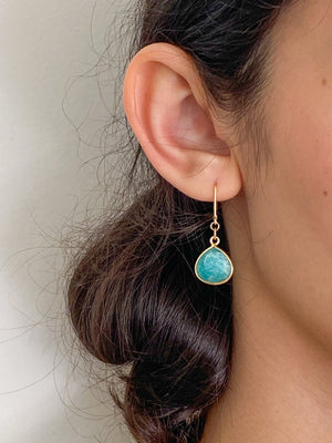 Amazonite Charm Gold Earrings by Sage Machado - The Sage Lifestyle