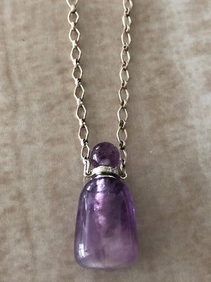 Amethyst Angelina Gemstone Perfume Bottle Silver Necklace by Sage Machado - The Sage Lifestyle