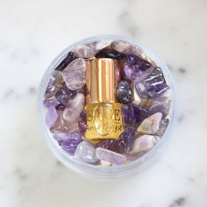 .03 oz Mini Roll on Amethyst Perfume Oil  by Sage with gemstones, light floral, Gender Neutral  Vegan, Cruelty Free fragrance