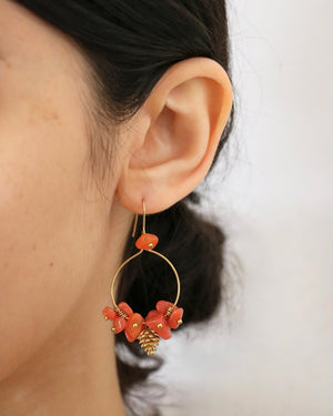 Carnelian Large Cluster Hoop Gold Earrings by Sage Machado - The Sage Lifestyle