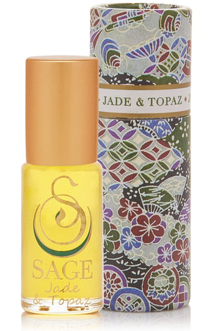 1/8 oz roll on Jade and topaz Perfume Oil by Sage in reusable box, dark floral Gender Neutral Vegan, Cruelty free fragrance