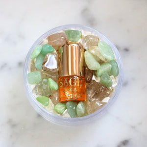 .03 oz Mini Roll on Jade and topaz Perfume Oil by Sage, with gemstones, dark floral, Unisex, Vegan, Cruelty Free, travel size