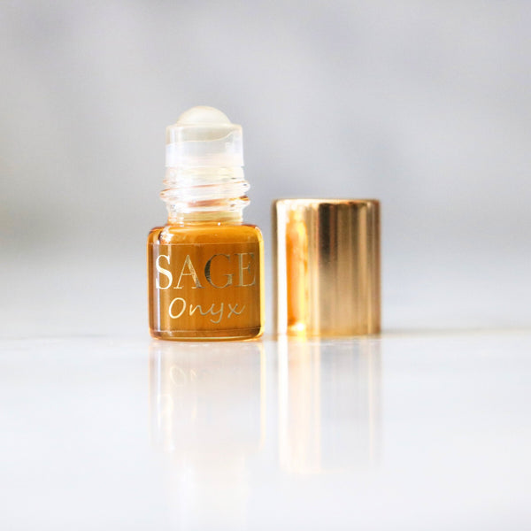 .03oz Mini Roll on Sage Onyx Perfume Oil, Earthy Scent, Gender Neutral Vegan Cruelty Free, and travel size fragrance