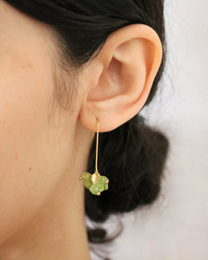 Peridot Long Cluster Drop Gold Earrings by Sage Machado - The Sage Lifestyle