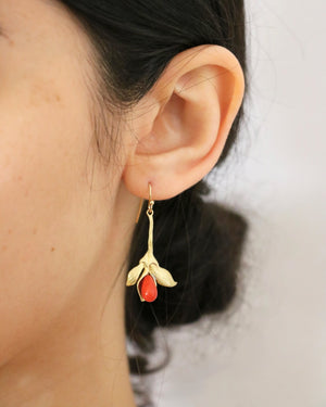 Red Jasper Leaf Teardrop Gold Earrings by Sage Machado - The Sage Lifestyle