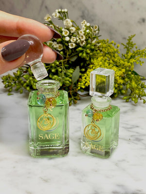 1/4 oz, 1/2 oz Sage Citrine Perfume Oil Vanity Bottles with gemstones, Fruity,Gender Neutral  Vegan and Cruelty Free fragrance