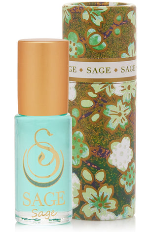 1/8 oz roll on Sage Perfume Oil by Sage Machado in reusable box, fresh, Gender-Neutral Vegan, Cruelty free fragrance