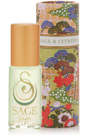 1/8 oz roll on Sage and Citrine Perfume Oil by Sage in reusable box, fresh, Gender Neutral, Vegan, Cruelty free fragrance