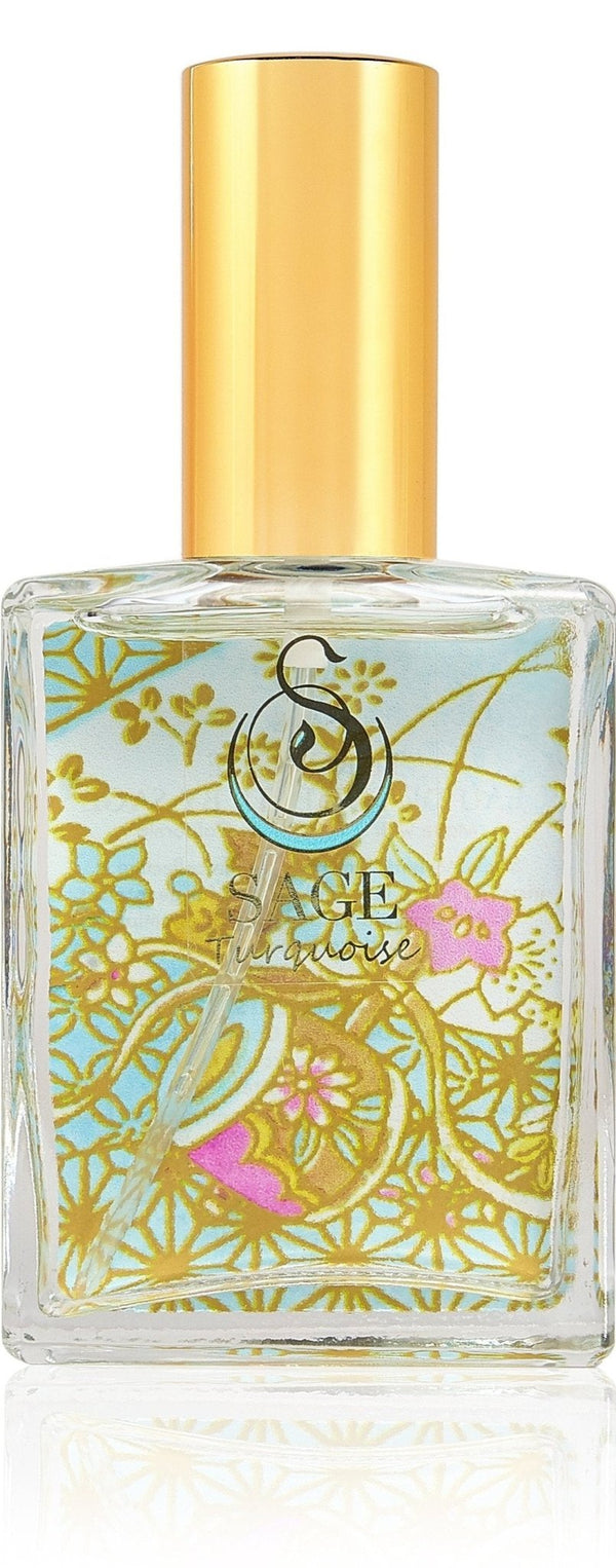 2 oz Sage Turquoise Organic Perfume Eau de Toilette spray, Marine, Gender Neutral, Vegan and Cruelty Free scent made in Cali